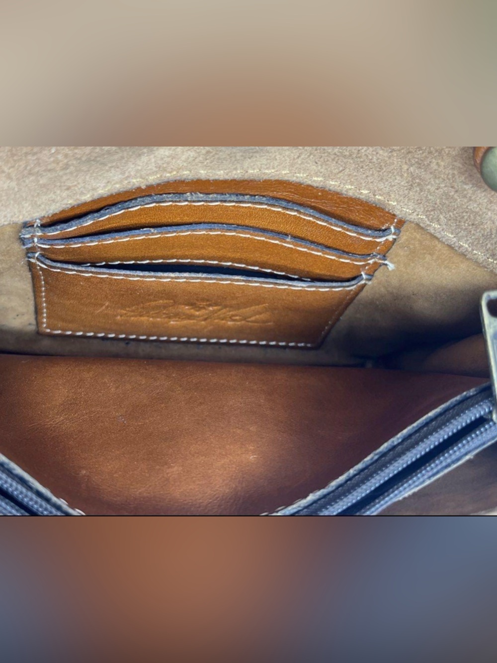 Patricia Nash Tori Brown Leather Adjustable Strap Flap Crossbody Bag - Picture 4 of 4